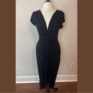SOLD ‼️ Sexy Plunge Neck Knotted Front Mid Dress